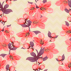Abstract Elegance seamless floral pattern.Beautiful flower vector illustration texture.floral seamless pattern.Pink flowers and leaves.Eps10