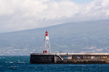 A lighthouse in Faial Island's Harbor