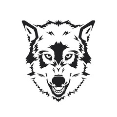 Wolf head on the white background