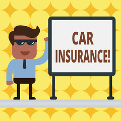 Writing note showing Car Insurance. Business concept for protection against financial loss in the event of an accident