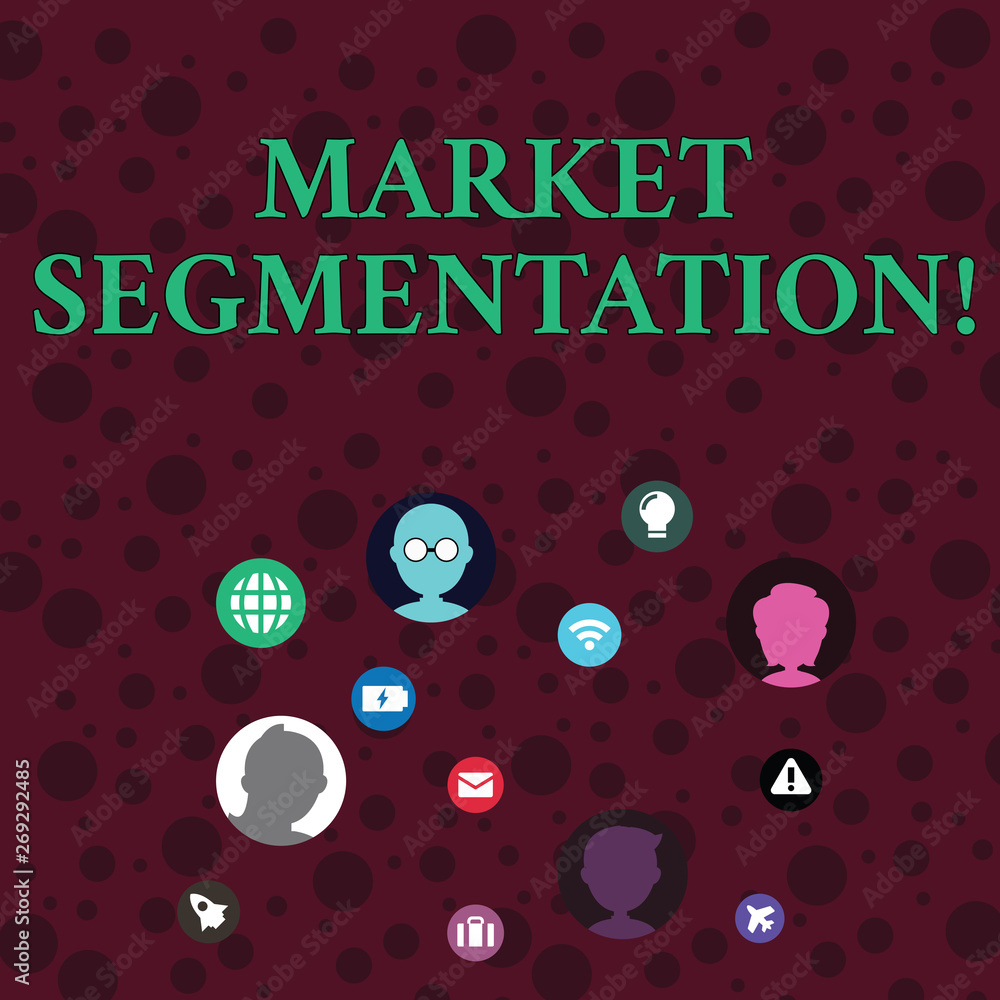 Poster conceptual hand writing showing market segmentation. concept meaning dividing a market of potential 