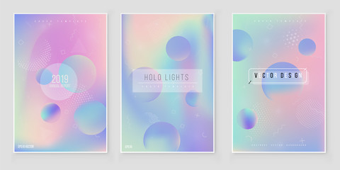 Furistic modern holographic cover set. 90s, 80s retro style. 