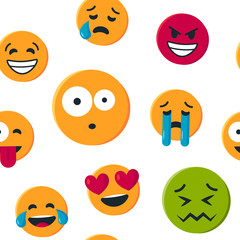 Vector seamless pattern with simple yellow emoji