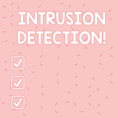 Text sign showing Intrusion Detection. Business photo text monitors a network or systems for malicious activity Pink Tiny Sprinkles Confetti Scattered in Random on Lighter Shade Backdrop