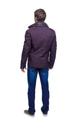 Back view of handsome man In long black jacket. © ghoststone