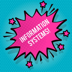 Text sign showing Information Systems. Business photo text study of systems with a exact reference to information Spiky Blank Fight and Screaming Angry Speech Bubble with Thick Dark Outline