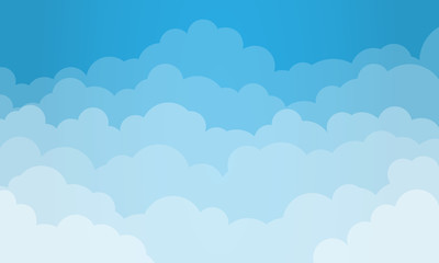 Sky and Clouds Background. Stylish design with a flat poster, flyers, postcards, web banners. Cartoon style. Isolated Object. Vector illustration.