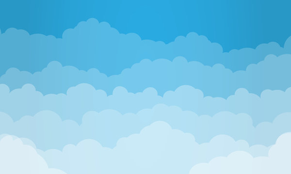 Sky and Clouds Background. Stylish design with a flat poster, flyers, postcards, web banners. Cartoon style. Isolated Object. Vector illustration.