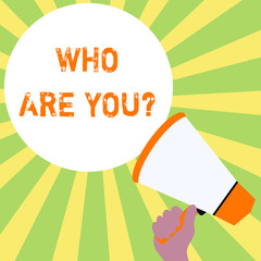 Text sign showing Who Are You Question. Business photo text asking about someone identity or demonstratingal information
