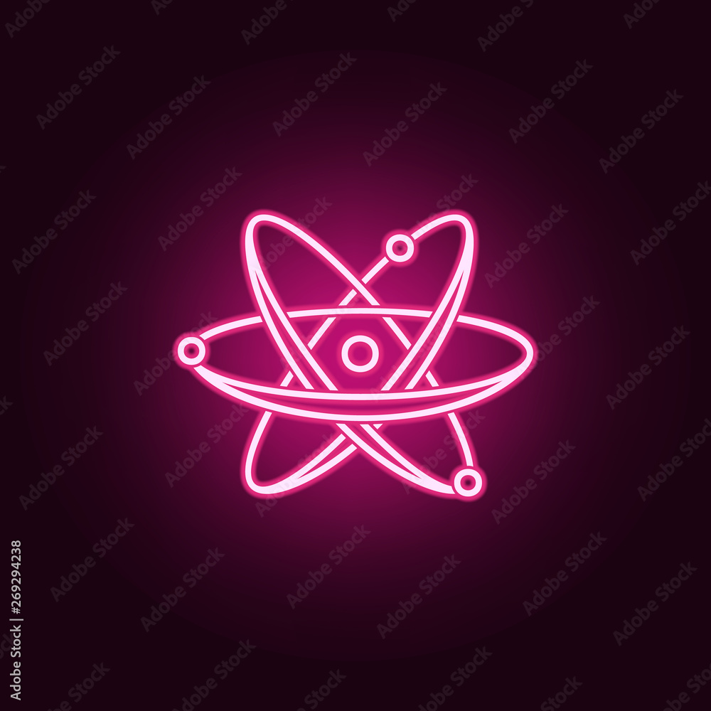 Poster atom neon icon. elements of sciense set. simple icon for websites, web design, mobile app, info grap