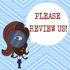 Handwriting text Please Review Us. Conceptual photo situation or system is formal examination by showing authority
