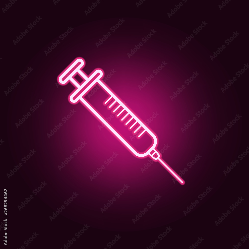 Poster syringe neon icon. elements of sciense set. simple icon for websites, web design, mobile app, info g