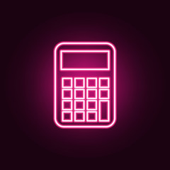 calculator neon icon. Elements of Sciense set. Simple icon for websites, web design, mobile app, info graphics