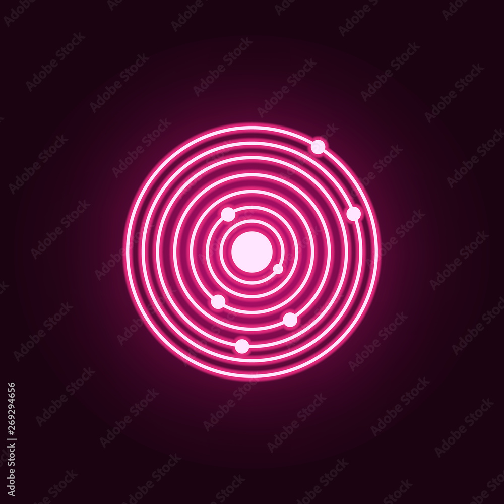 Poster solar system neon icon. elements of sciense set. simple icon for websites, web design, mobile app, i