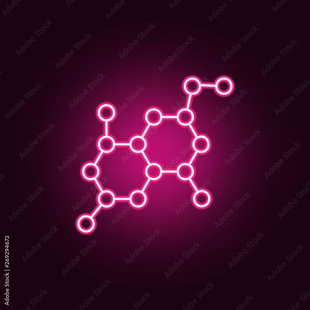 Poster molecules neon icon. elements of sciense set. simple icon for websites, web design, mobile app, info