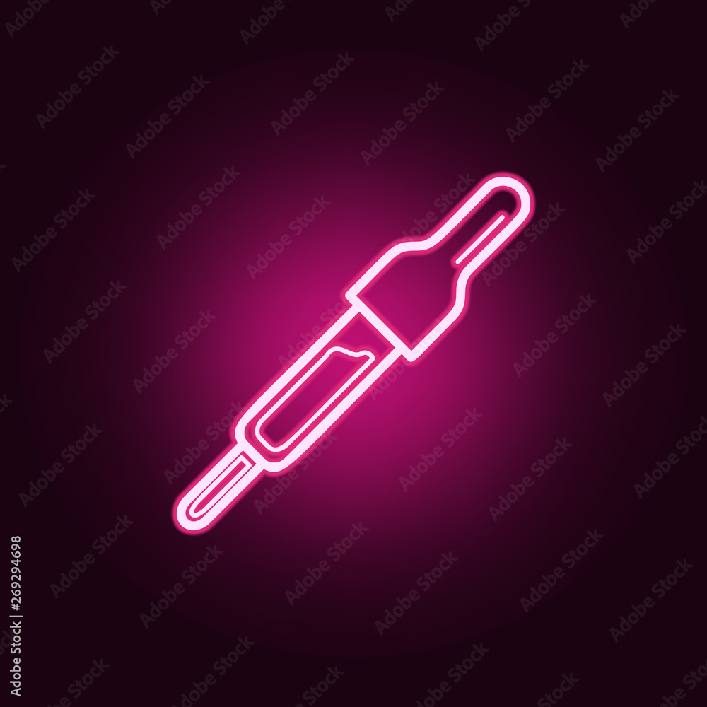 Poster pipette neon icon. elements of sciense set. simple icon for websites, web design, mobile app, info g