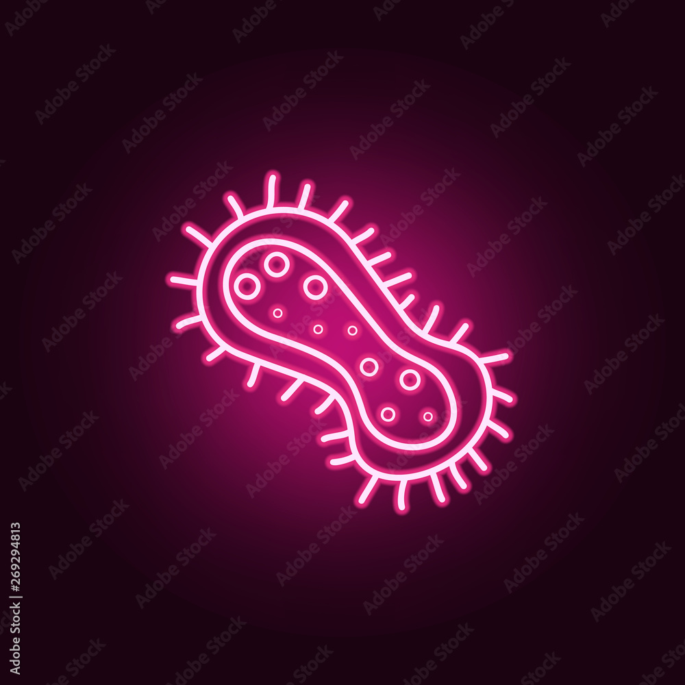 Poster bacteria neon icon. elements of sciense set. simple icon for websites, web design, mobile app, info 