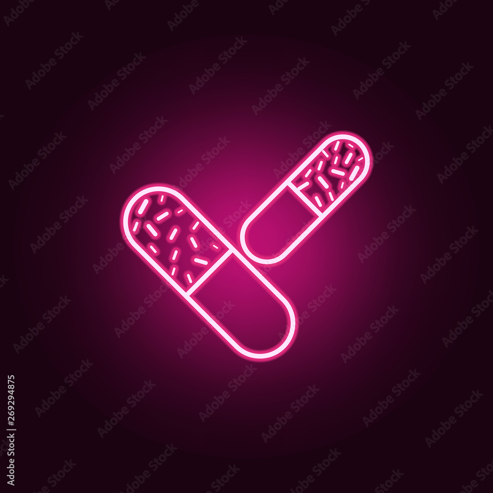Poster capsule neon icon. elements of sciense set. simple icon for websites, web design, mobile app, info g