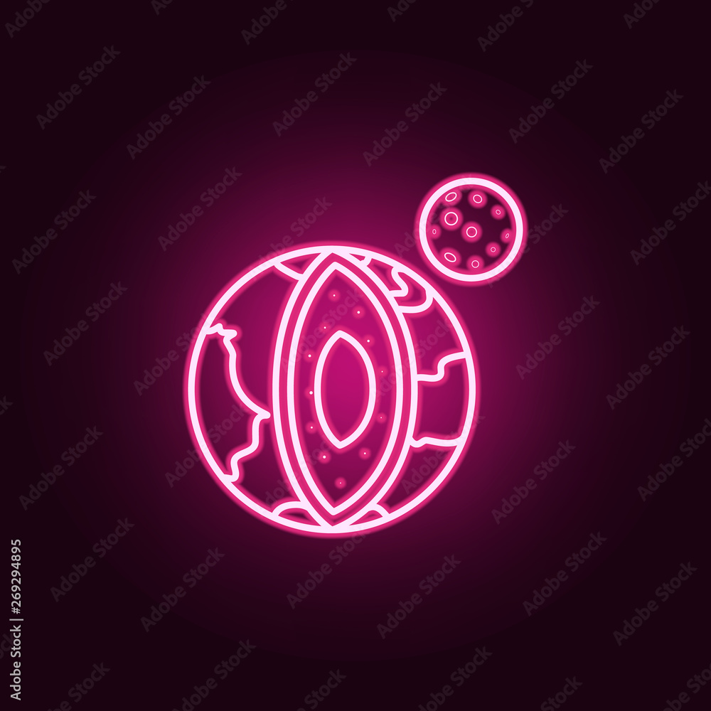 Poster planet earth in section neon icon. elements of sciense set. simple icon for websites, web design, mo