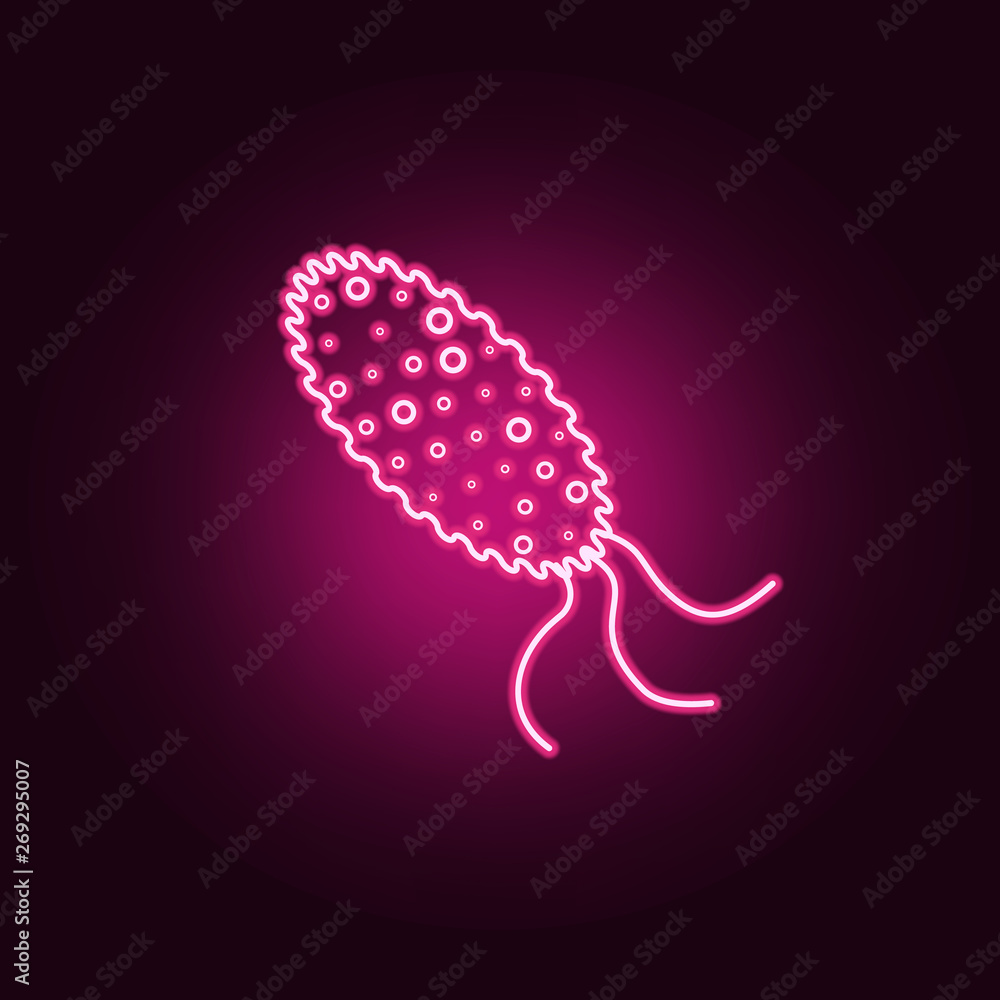 Poster bacteria neon icon. elements of sciense set. simple icon for websites, web design, mobile app, info 