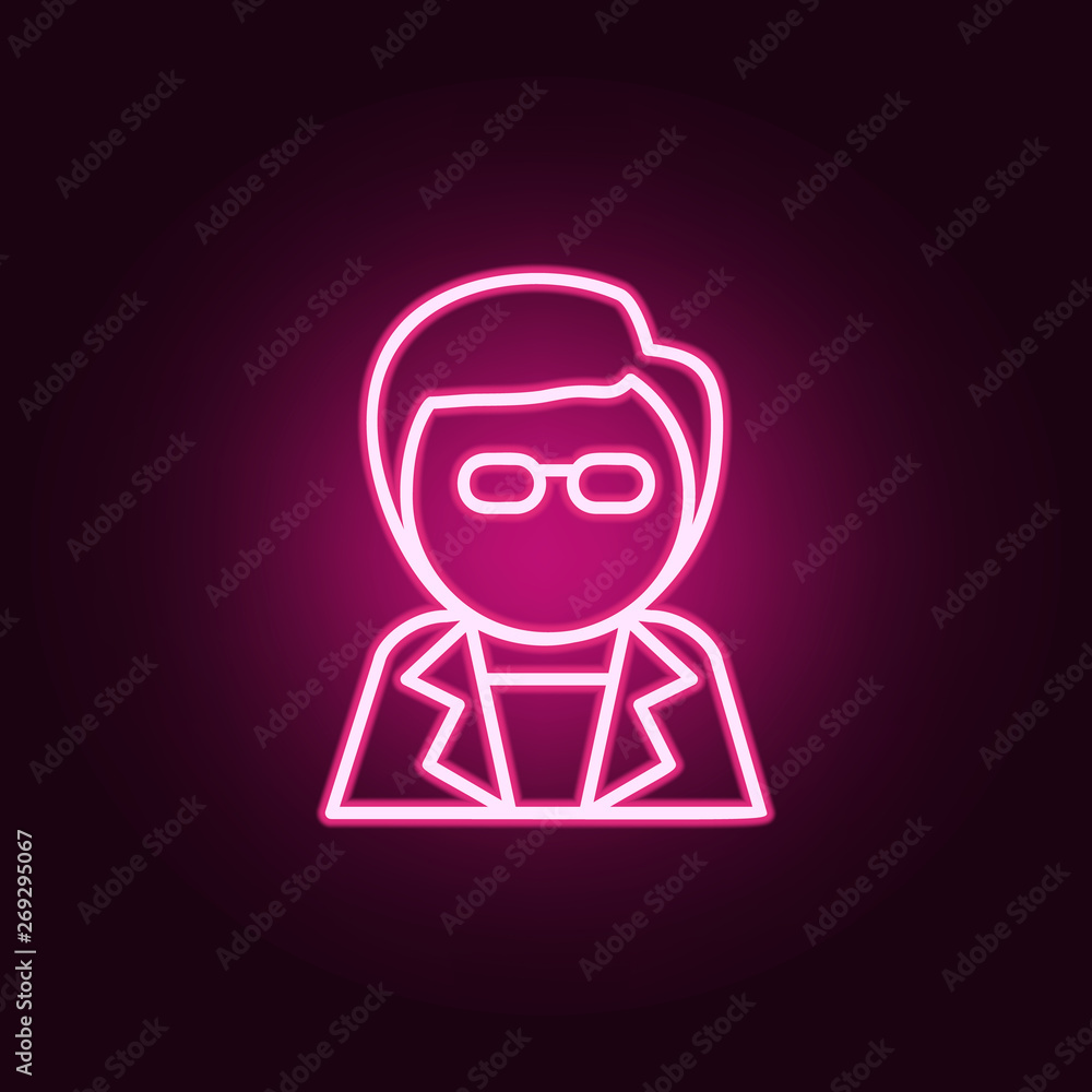 Poster scientist neon icon. elements of sciense set. simple icon for websites, web design, mobile app, info