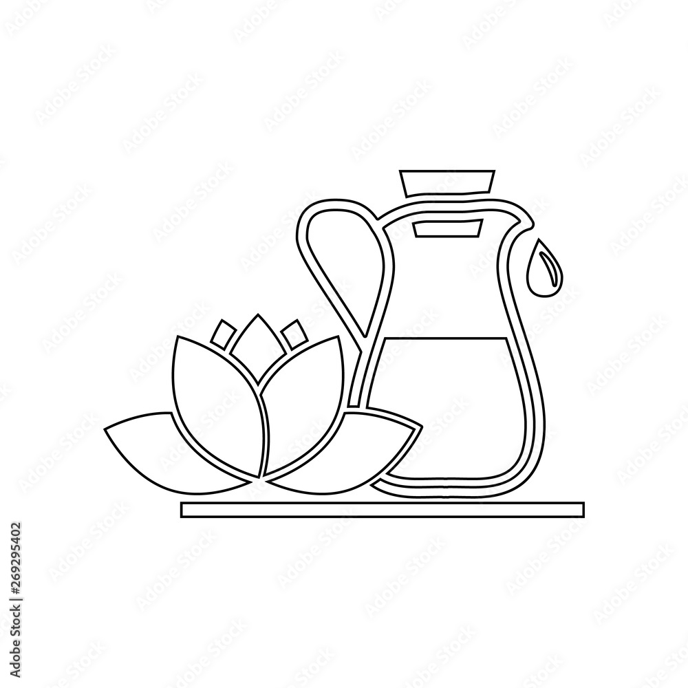 Poster lotus and drinks icon. element of spa for mobile concept and web apps icon. outline, thin line icon 