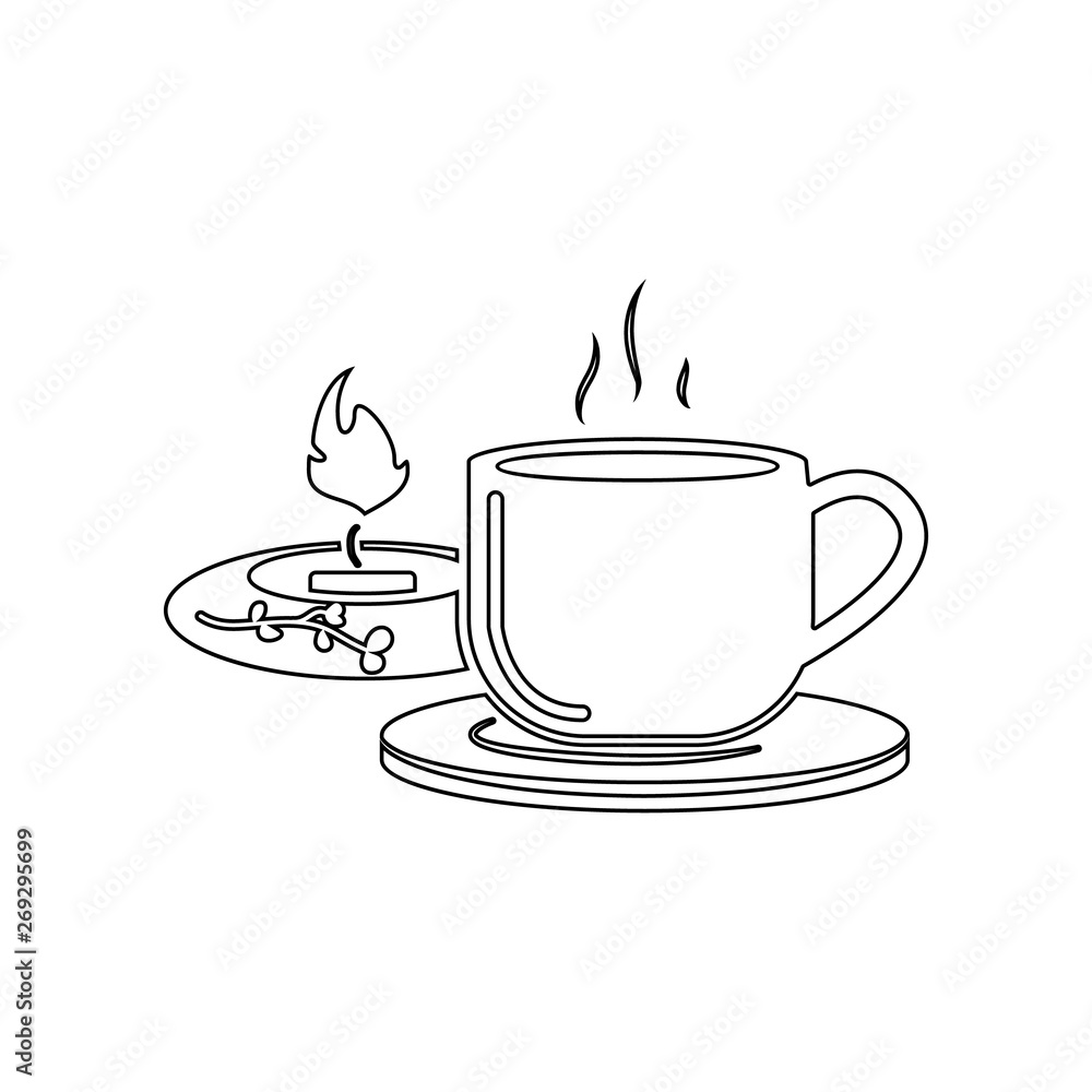 Poster cup of tea and candle in spa icon. element of spa for mobile concept and web apps icon. outline, thi