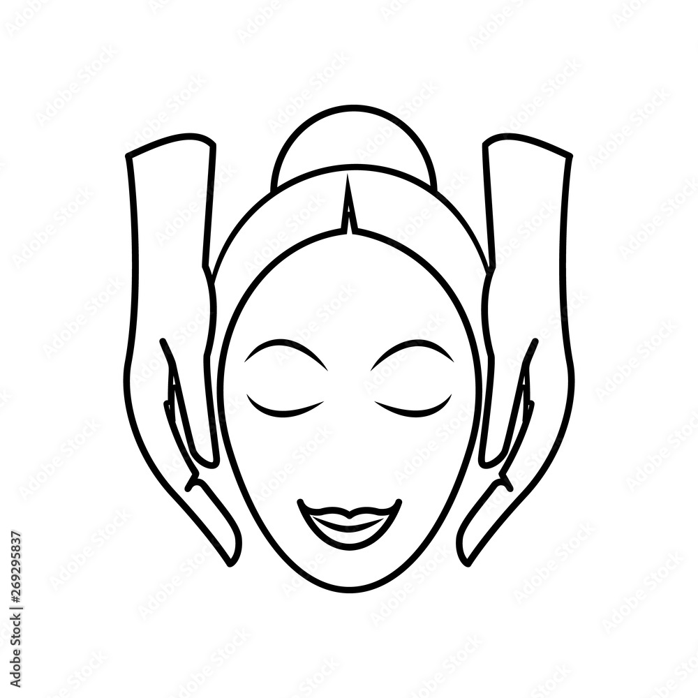 Poster facial massage icon. element of spa for mobile concept and web apps icon. outline, thin line icon fo