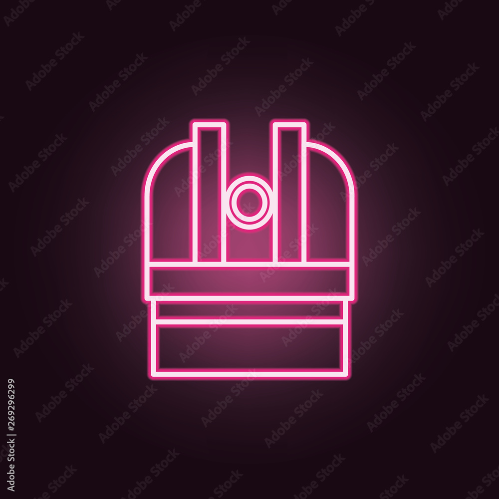 Poster observatory neon icon. elements of space set. simple icon for websites, web design, mobile app, info