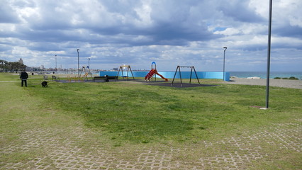 Fototapeta na wymiar Bari. Spiaggia cittadina Pane e Pomodoro