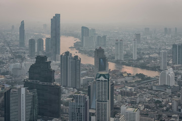 Fototapeta na wymiar Bangkok city aerial view at evening, Thailand