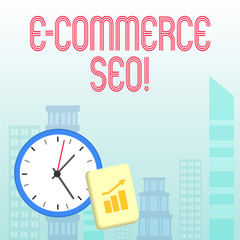 Naklejka premium Conceptual hand writing showing E Commerce Seo. Concept meaning making your online store more visible in the search engine