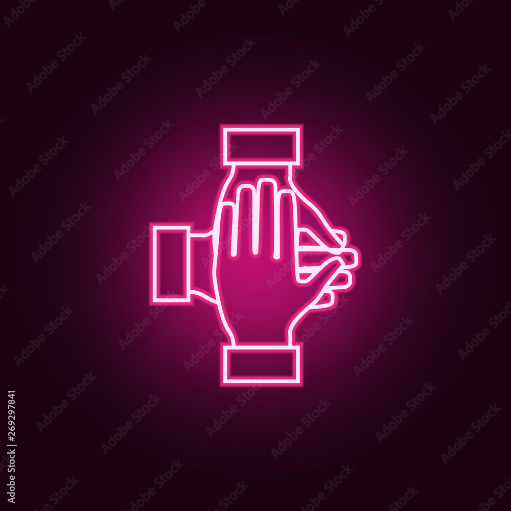 Aufkleber teamwork hands neon icon. elements of team work set. simple icon for websites, web design, mobile ap
