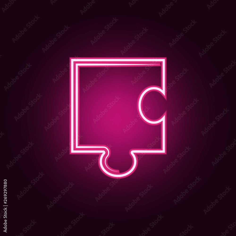 Poster puzzle neon icon. elements of team work set. simple icon for websites, web design, mobile app, info 
