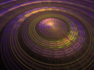 3D Illustration, Abstract Background Image, Graphic Artistic Resource, Lines and Symmetrical Patterns, Glowing Multicolor Neon Circular Ripples. Colorful Repeating Patterns, Modern Digital Art.