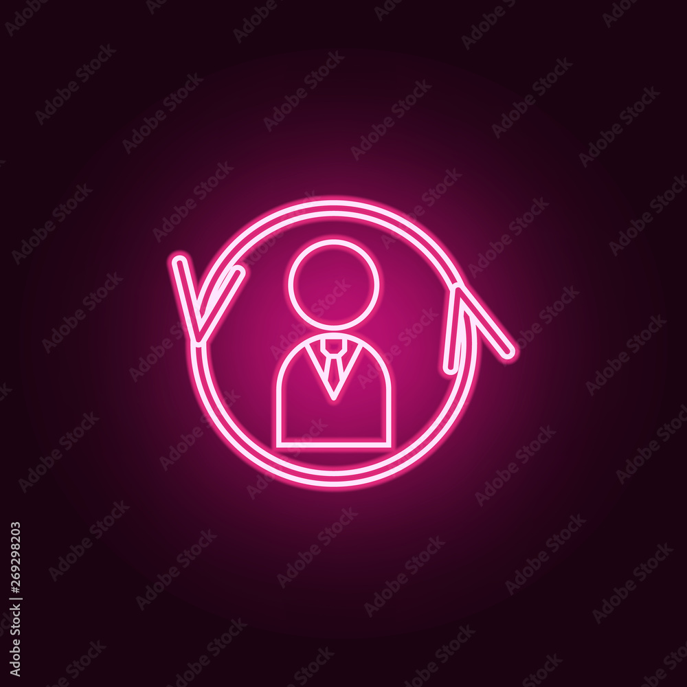 Aufkleber employee round arrows neon icon. elements of team work set. simple icon for websites, web design, mo