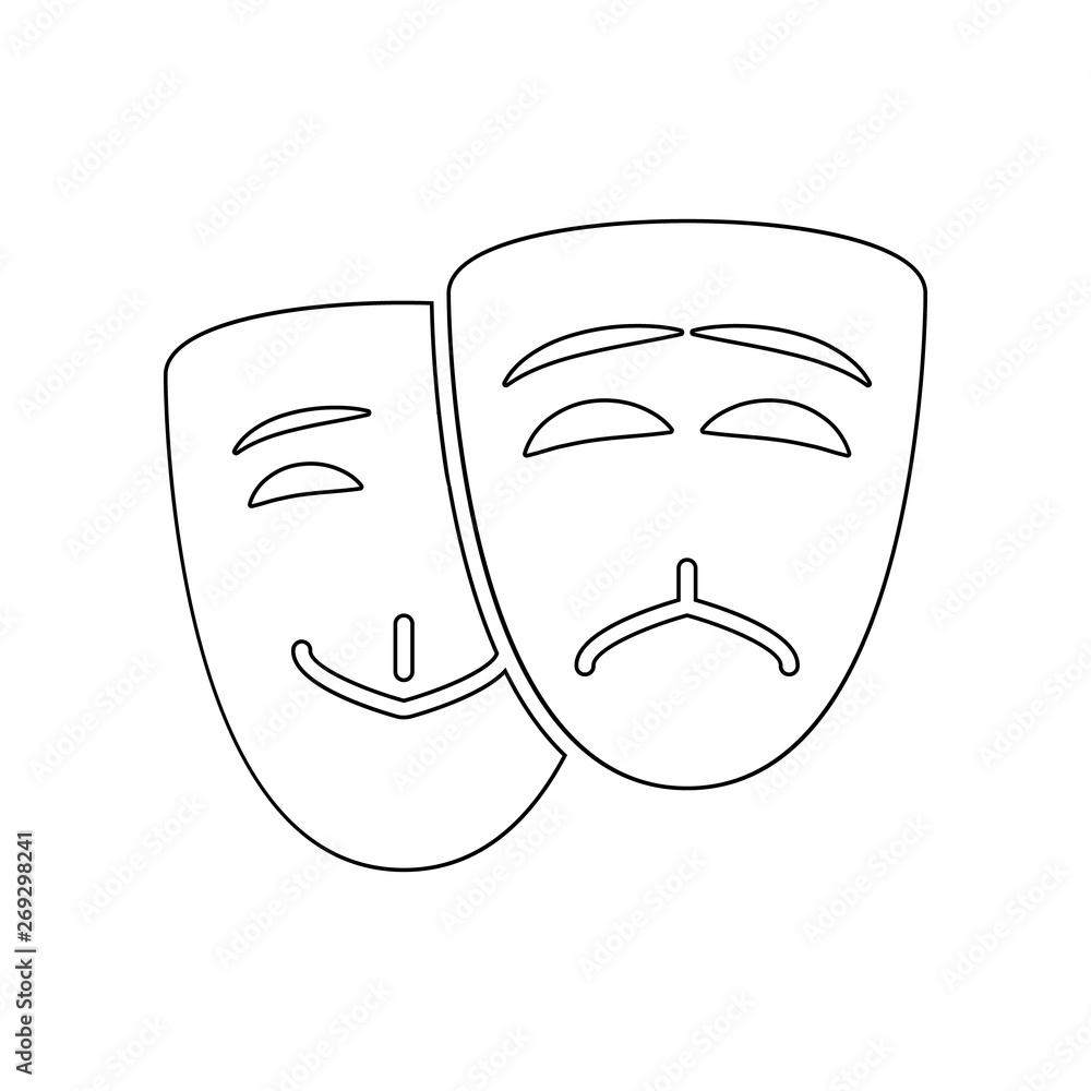 Poster mask of happiness and sorrow icon. element of theatre for mobile concept and web apps icon. outline,
