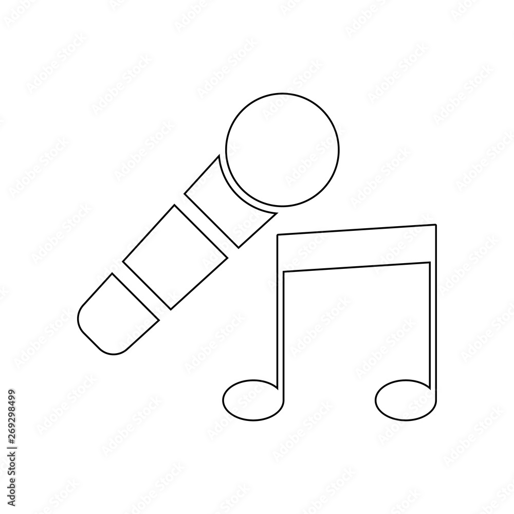Poster microphone and musical note icon. element of theatre for mobile concept and web apps icon. outline, 