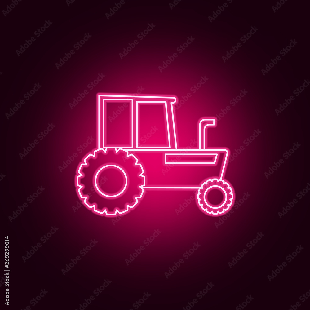 Poster tractor neon icon. elements of transport set. simple icon for websites, web design, mobile app, info