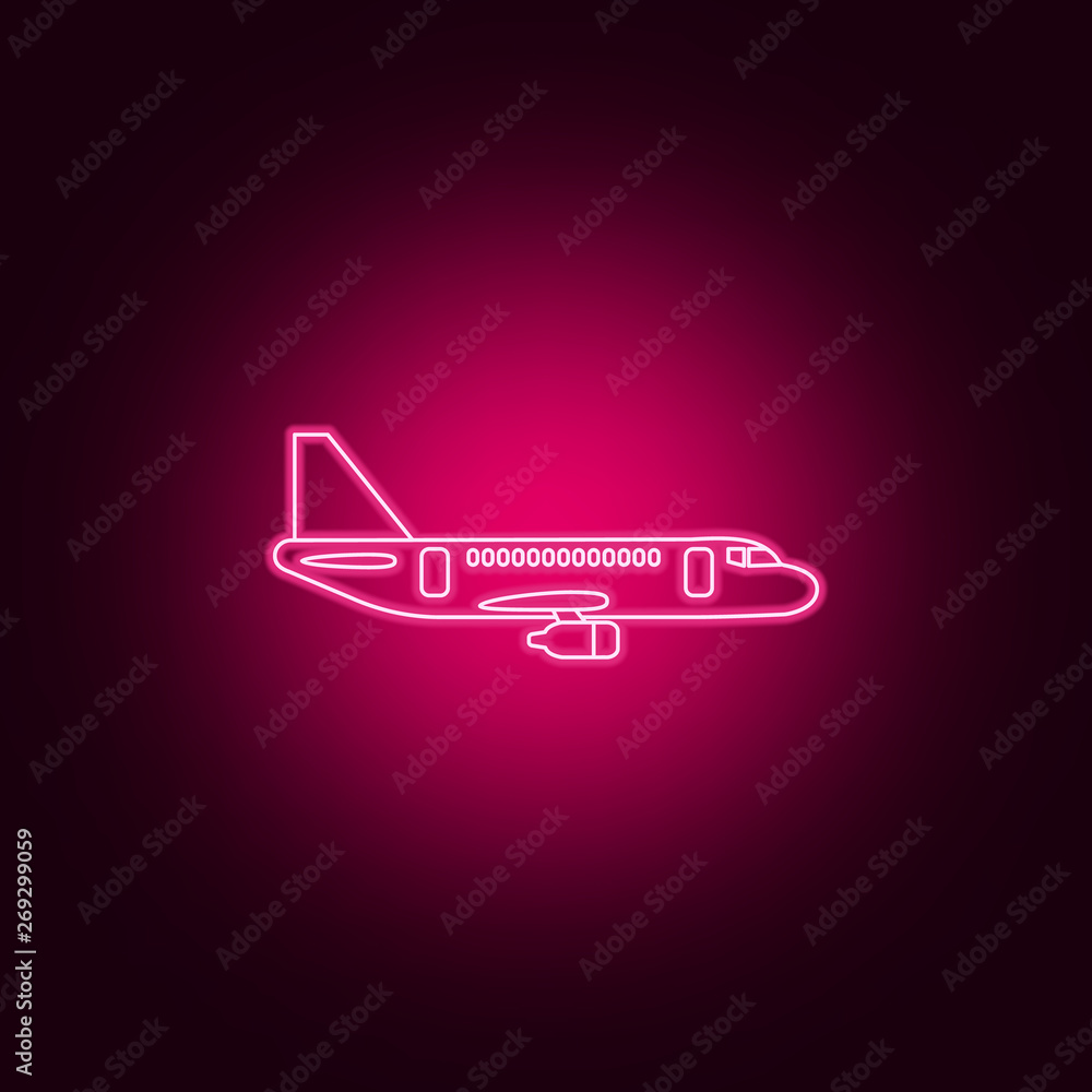 Poster plane neon icon. elements of transport set. simple icon for websites, web design, mobile app, info g