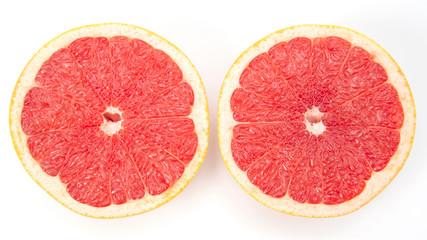 Citrus cut fruit grapefruit on white background