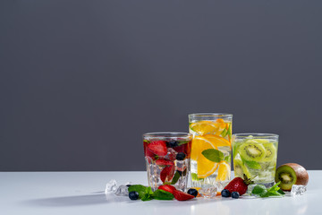 detox smoothies of fresh fruits and vegetables