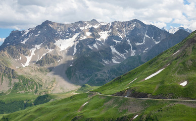 AERIAL: Scenic asphalt road leads through the picturesque French countryside.