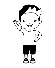 happy boy waving hand