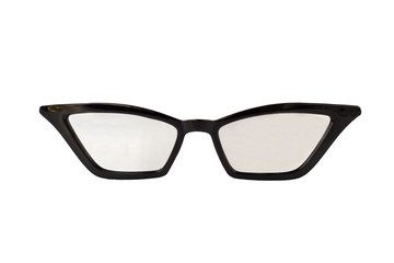 Fototapeta premium Black retro rectangle shape plastic sunglasses isolated on white - front view