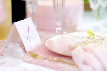 Table set for an event party or wedding reception