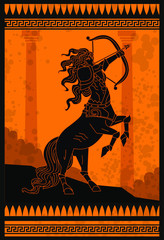 orange and black pottery mythology centaur - obrazy, fototapety, plakaty