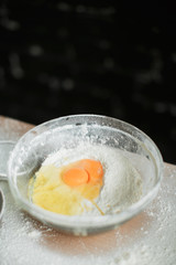 cooking cake on the table and baking cake ingredients