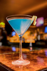 Photograph of a blue martini