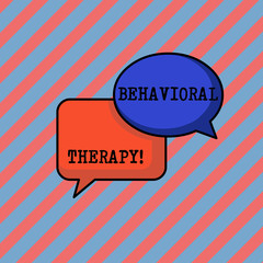 Handwriting text writing Behavioral Therapy. Conceptual photo help change potentially selfdestructive behaviors Pair of Overlapping Blank Speech Bubbles of Oval and Rectangular Shape